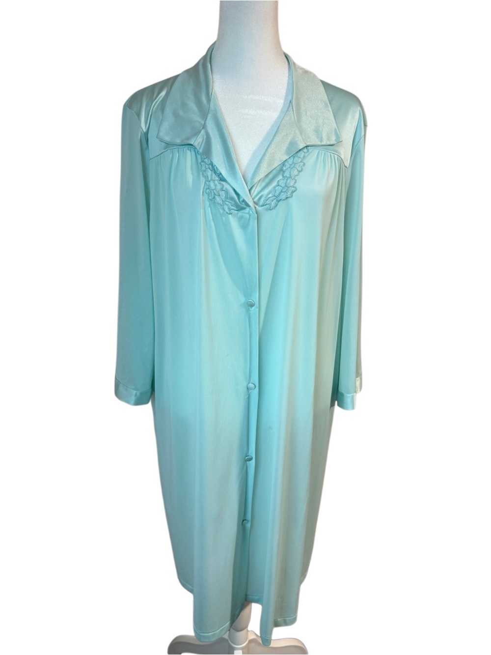 Vintage 70s Vanity Fair Aqua Nylon Nightgown L